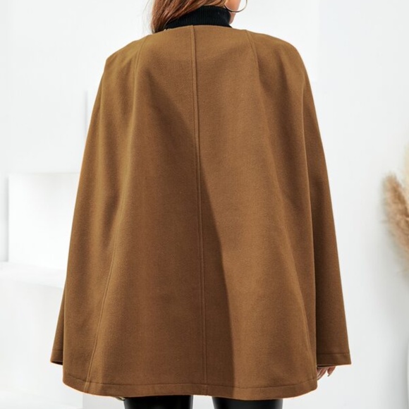 Cozy Black Button up Classic Cape Jacket Coat Work - Picture 14 of 16